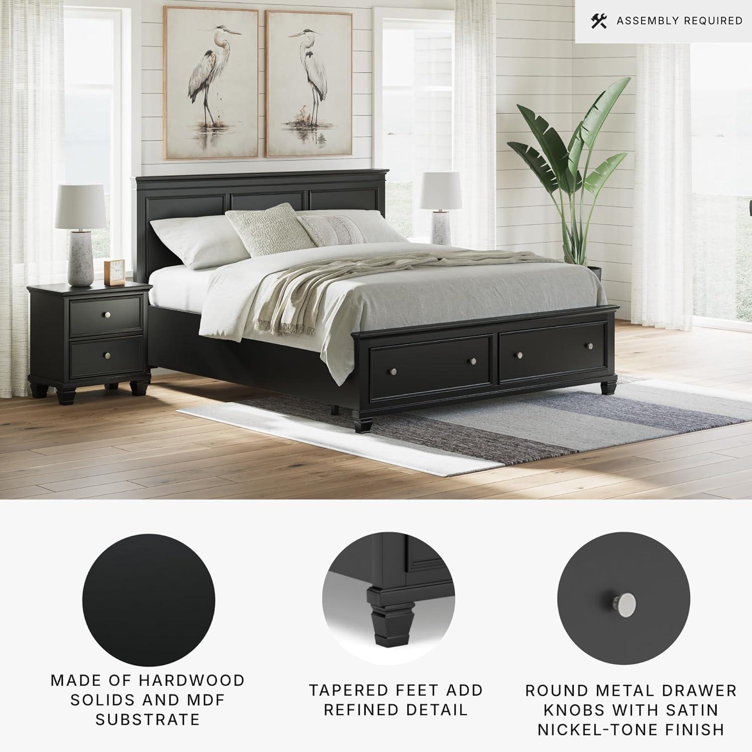 imageSignature Design by Ashley Lanolee Farmhouse Panel Storage Bed Foundation or Box Spring Not Needed Queen BlackBlack