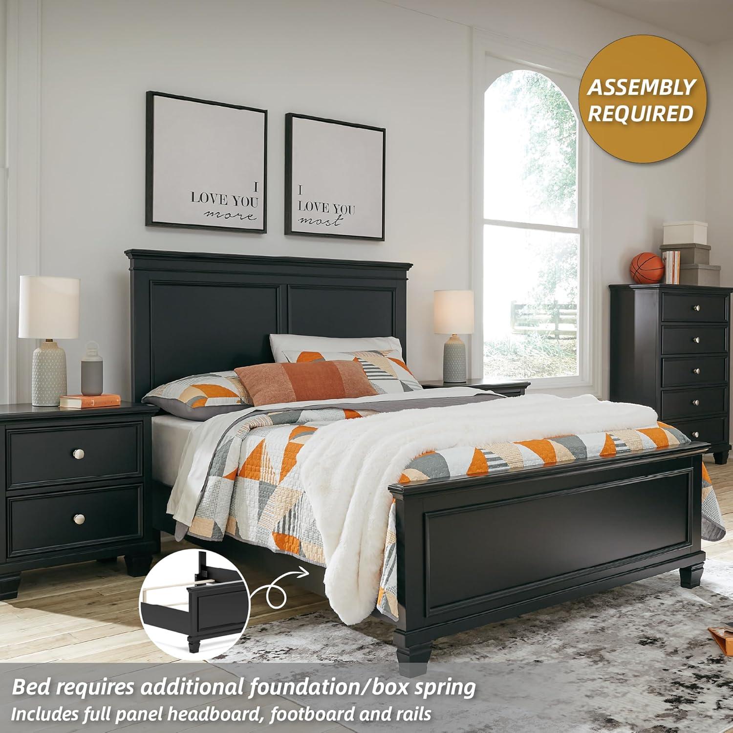 imageSignature Design by Ashley Lanolee Farmhouse Panel Storage Bed Foundation or Box Spring Not Needed Queen BlackBlack