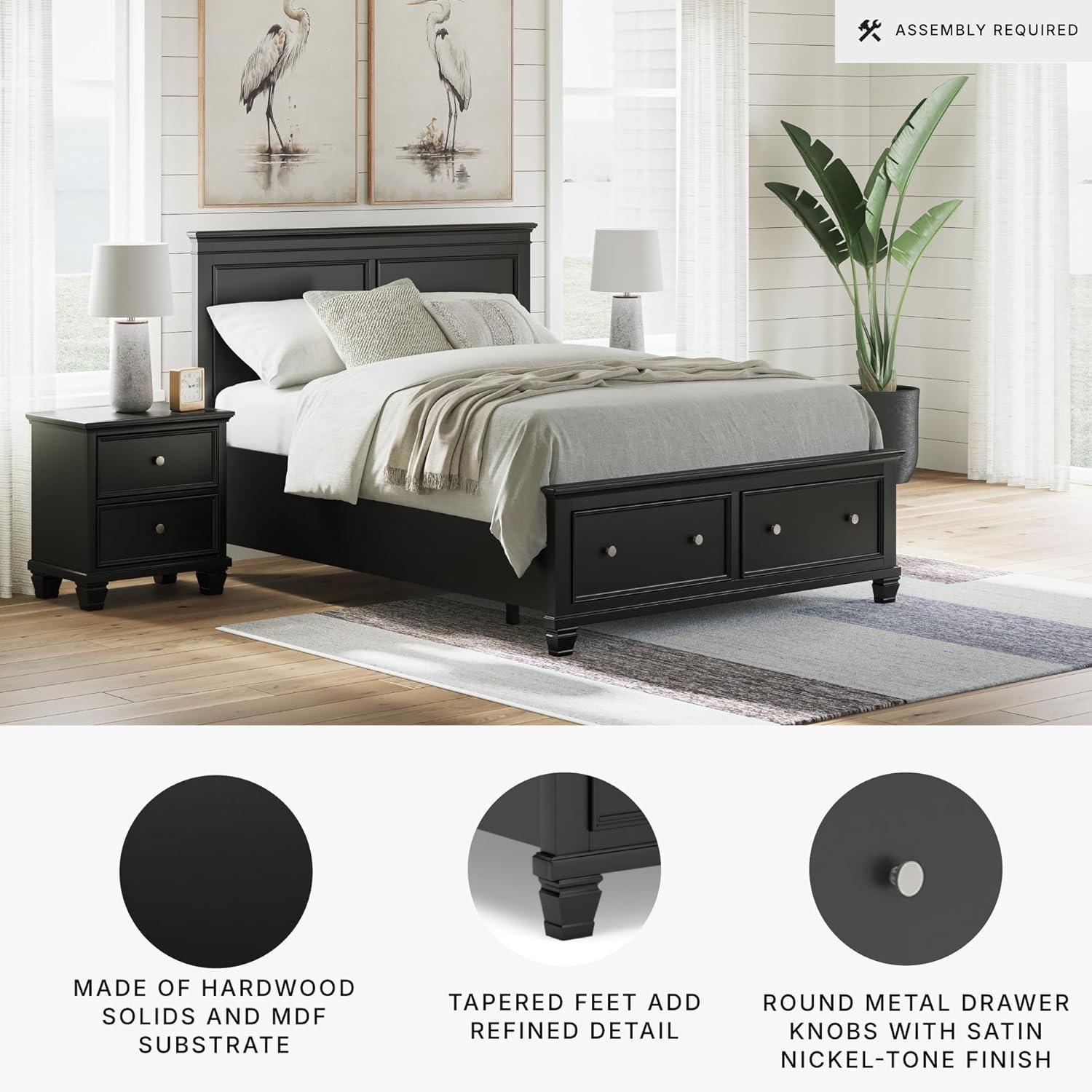 imageSignature Design by Ashley Lanolee Farmhouse Panel Storage Bed Foundation or Box Spring Not Needed Queen BlackBlack