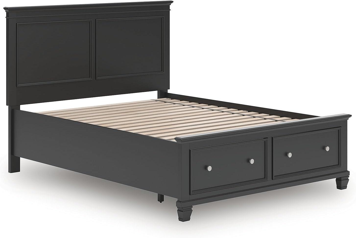 imageSignature Design by Ashley Lanolee Farmhouse Panel Storage Bed Foundation or Box Spring Not Needed Queen BlackBlack