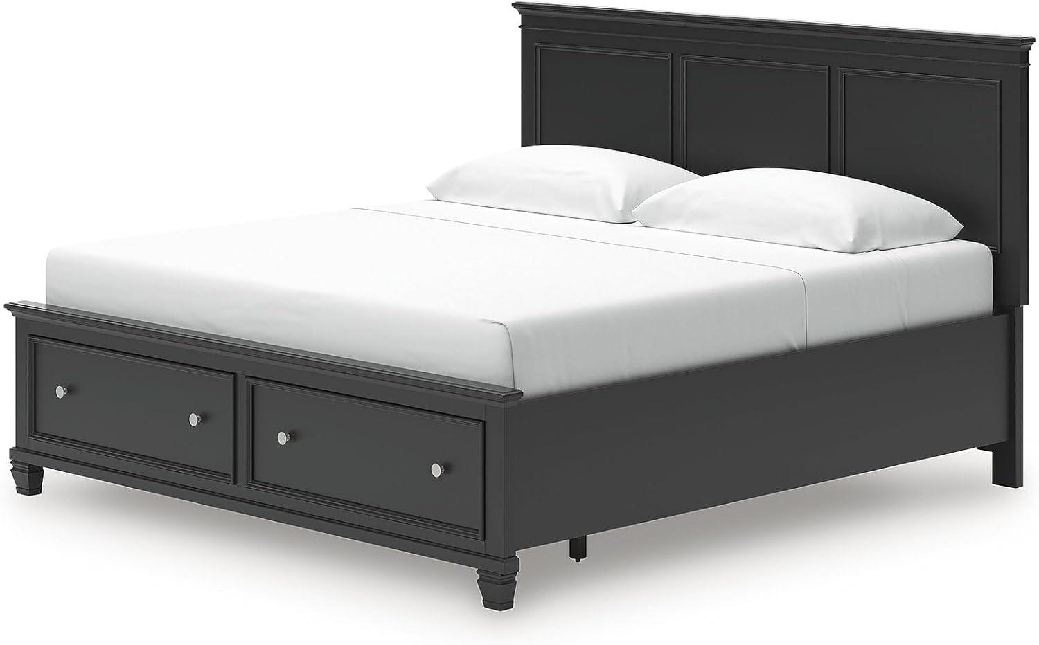 imageSignature Design by Ashley Lanolee Farmhouse Panel Storage Bed Foundation or Box Spring Not Needed Queen BlackBlack