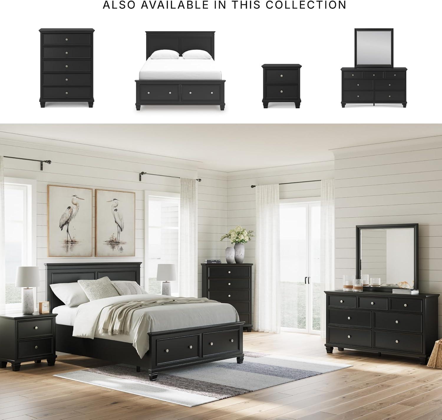 imageSignature Design by Ashley Lanolee Farmhouse Panel Storage Bed Foundation or Box Spring Not Needed Queen BlackBlack
