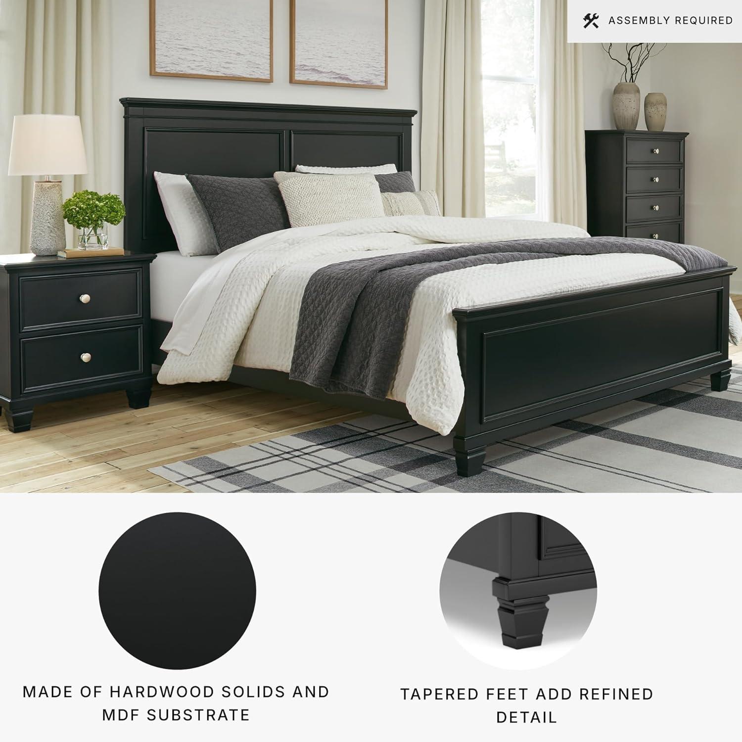 imageSignature Design by Ashley Lanolee Farmhouse Panel Storage Bed Foundation or Box Spring Not Needed Queen BlackBlack