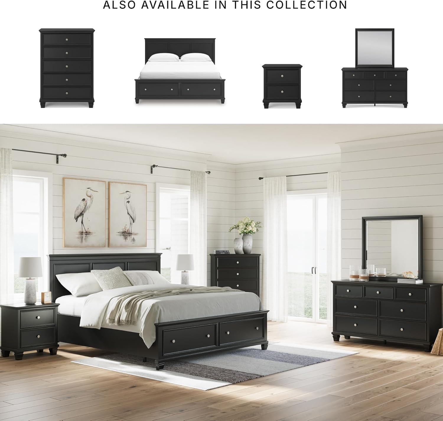 imageSignature Design by Ashley Lanolee Farmhouse Panel Storage Bed Foundation or Box Spring Not Needed Queen BlackBlack
