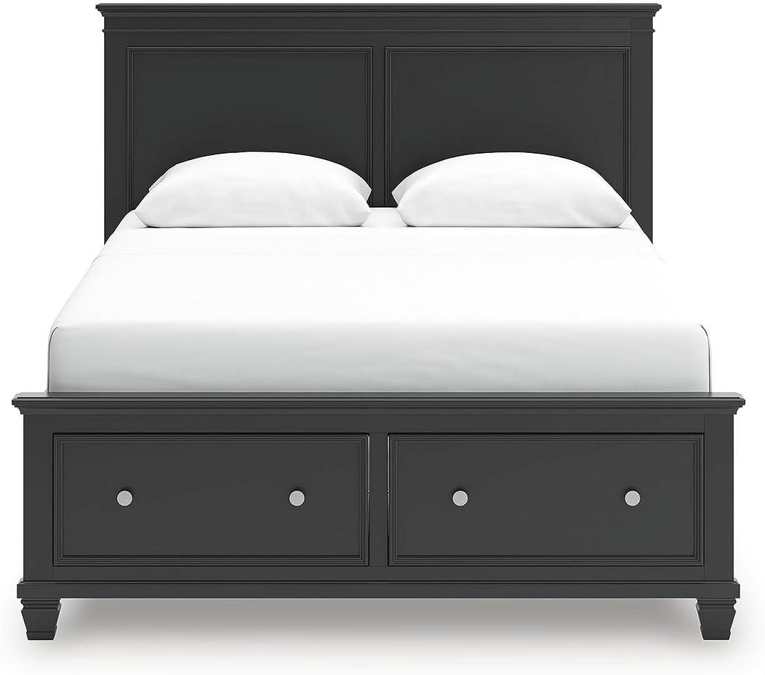 imageSignature Design by Ashley Lanolee Farmhouse Panel Storage Bed Foundation or Box Spring Not Needed Queen BlackBlack
