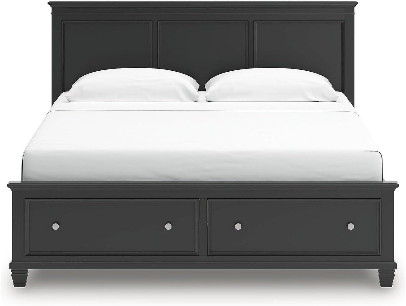 imageSignature Design by Ashley Lanolee Farmhouse Panel Storage Bed Foundation or Box Spring Not Needed Queen BlackBlack