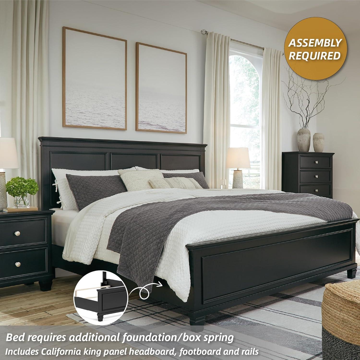 imageSignature Design by Ashley Lanolee Farmhouse Panel Storage Bed Foundation or Box Spring Not Needed Queen BlackBlack