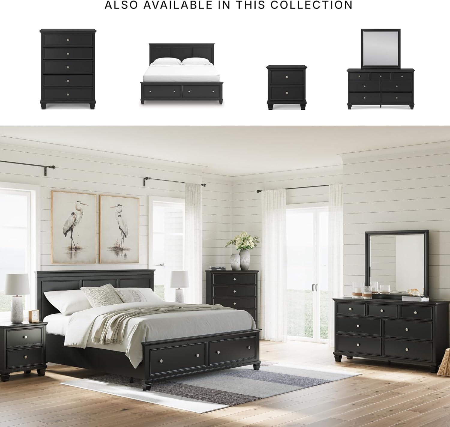 imageSignature Design by Ashley Lanolee Farmhouse Panel Storage Bed Foundation or Box Spring Not Needed Queen BlackBlack