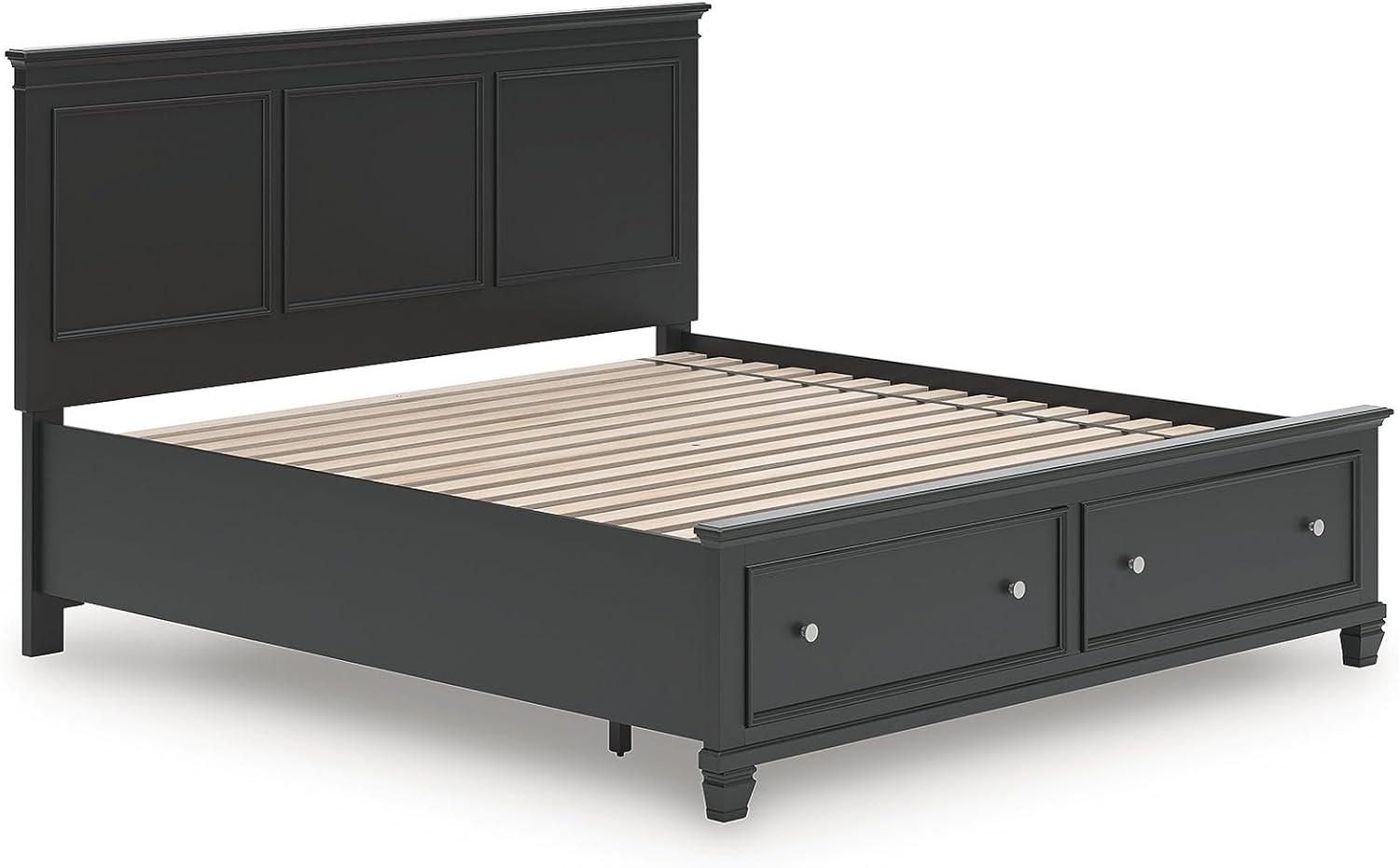imageSignature Design by Ashley Lanolee Farmhouse Panel Storage Bed Foundation or Box Spring Not Needed Queen BlackBlack