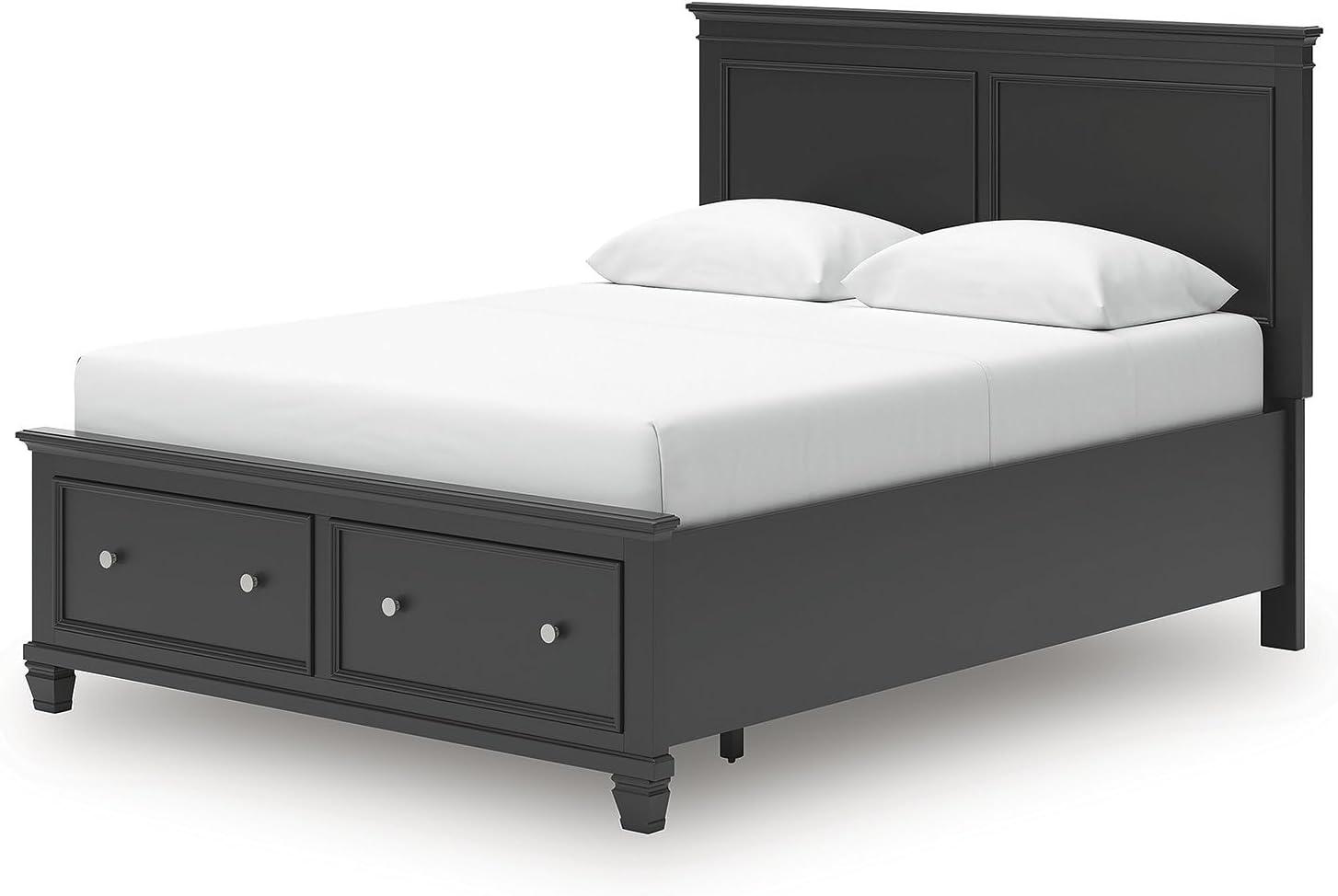 imageSignature Design by Ashley Lanolee Farmhouse Panel Storage Bed Foundation or Box Spring Not Needed Queen BlackBlack
