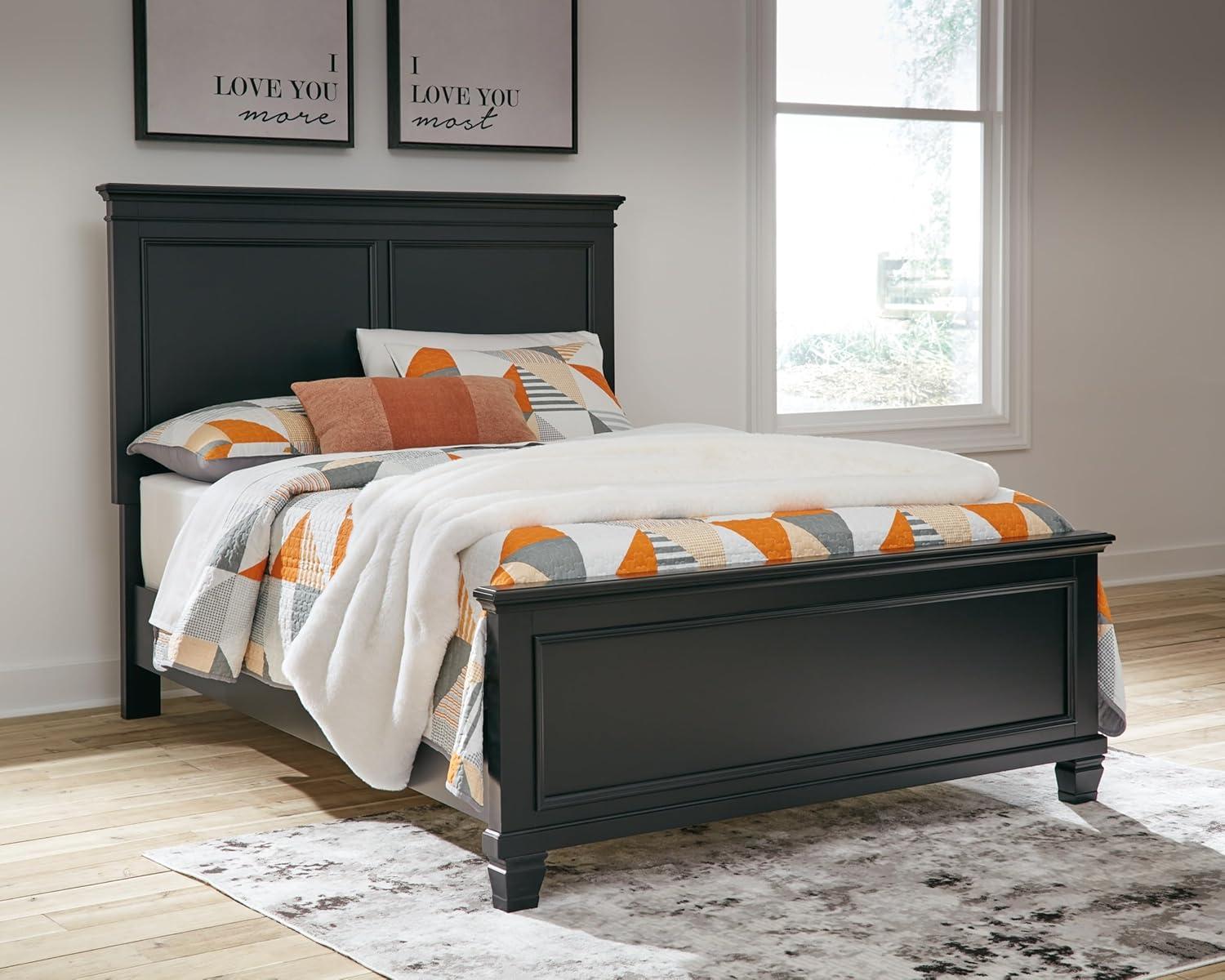 imageSignature Design by Ashley Lanolee Farmhouse Panel Storage Bed Foundation or Box Spring Not Needed Queen BlackBlack
