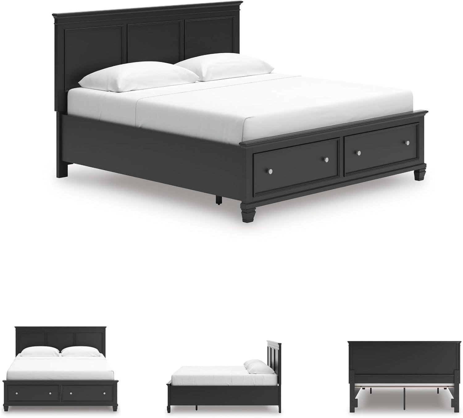 imageSignature Design by Ashley Lanolee Farmhouse Panel Storage Bed Foundation or Box Spring Not Needed Queen BlackBlack