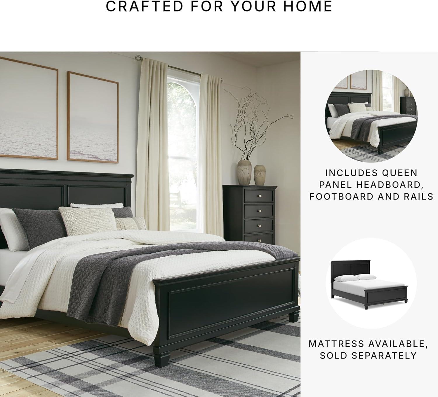 imageSignature Design by Ashley Lanolee Farmhouse Panel Storage Bed Foundation or Box Spring Not Needed Queen BlackBlack
