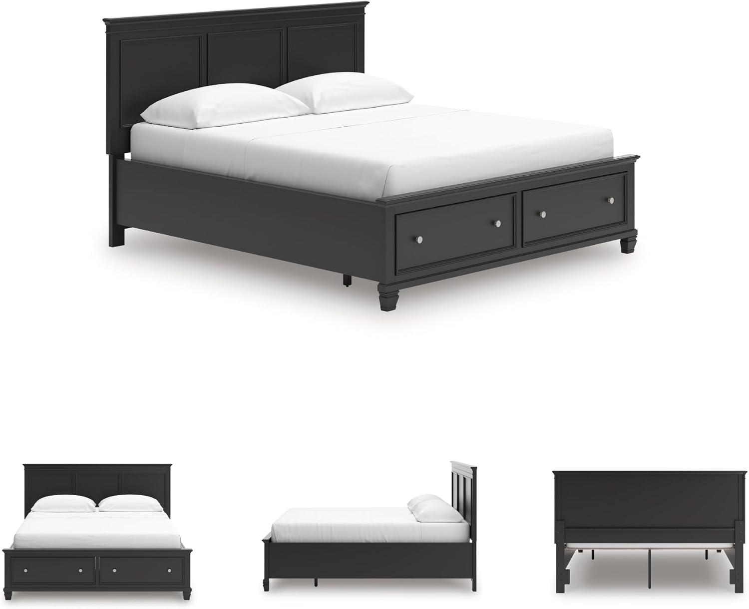 imageSignature Design by Ashley Lanolee Farmhouse Panel Storage Bed Foundation or Box Spring Not Needed Queen BlackBlack