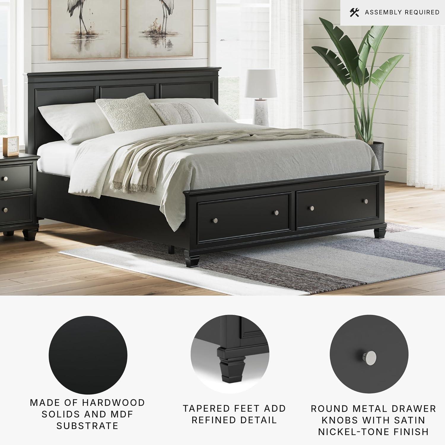 imageSignature Design by Ashley Lanolee Farmhouse Panel Storage Bed Foundation or Box Spring Not Needed Queen BlackBlack