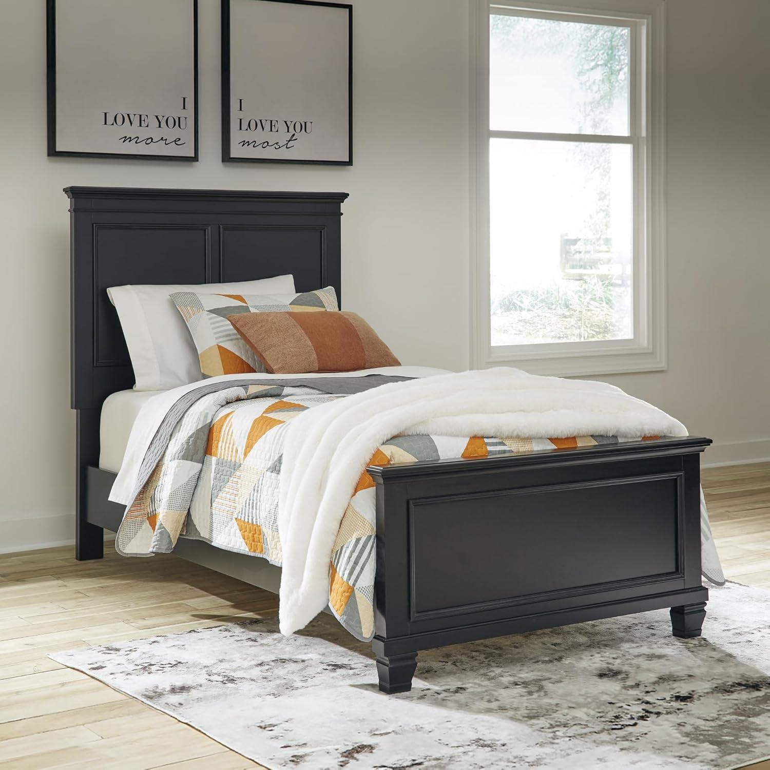 imageSignature Design by Ashley Lanolee Farmhouse Panel Storage Bed Foundation or Box Spring Not Needed Queen BlackBlack