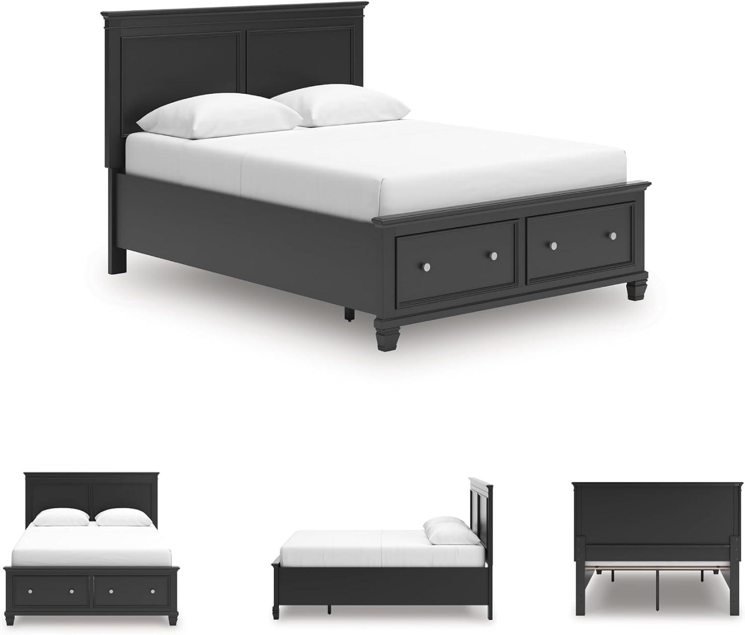 imageSignature Design by Ashley Lanolee Farmhouse Panel Storage Bed Foundation or Box Spring Not Needed Queen BlackBlack