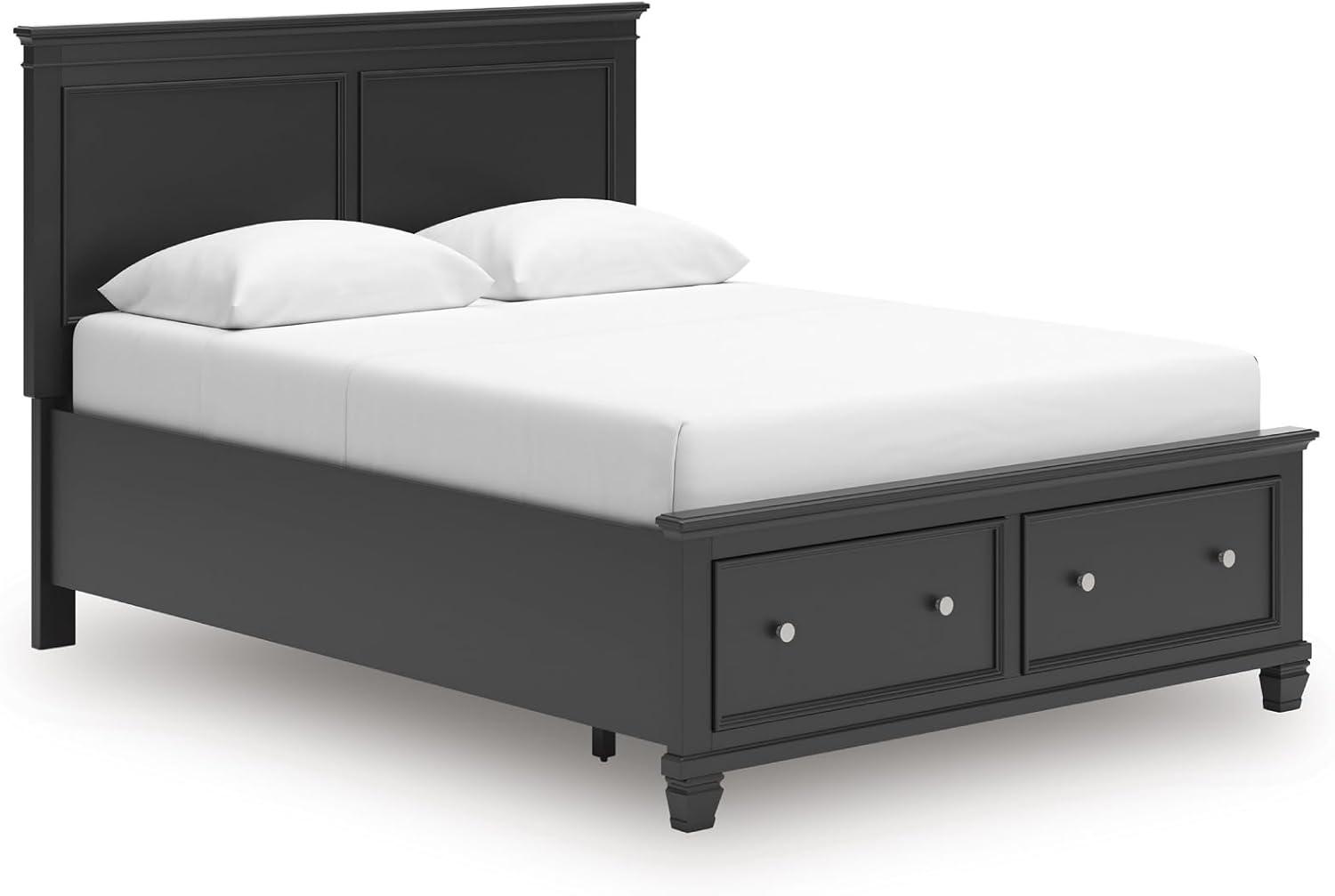 imageSignature Design by Ashley Lanolee Farmhouse Panel Storage Bed Foundation or Box Spring Not Needed Queen BlackBlack