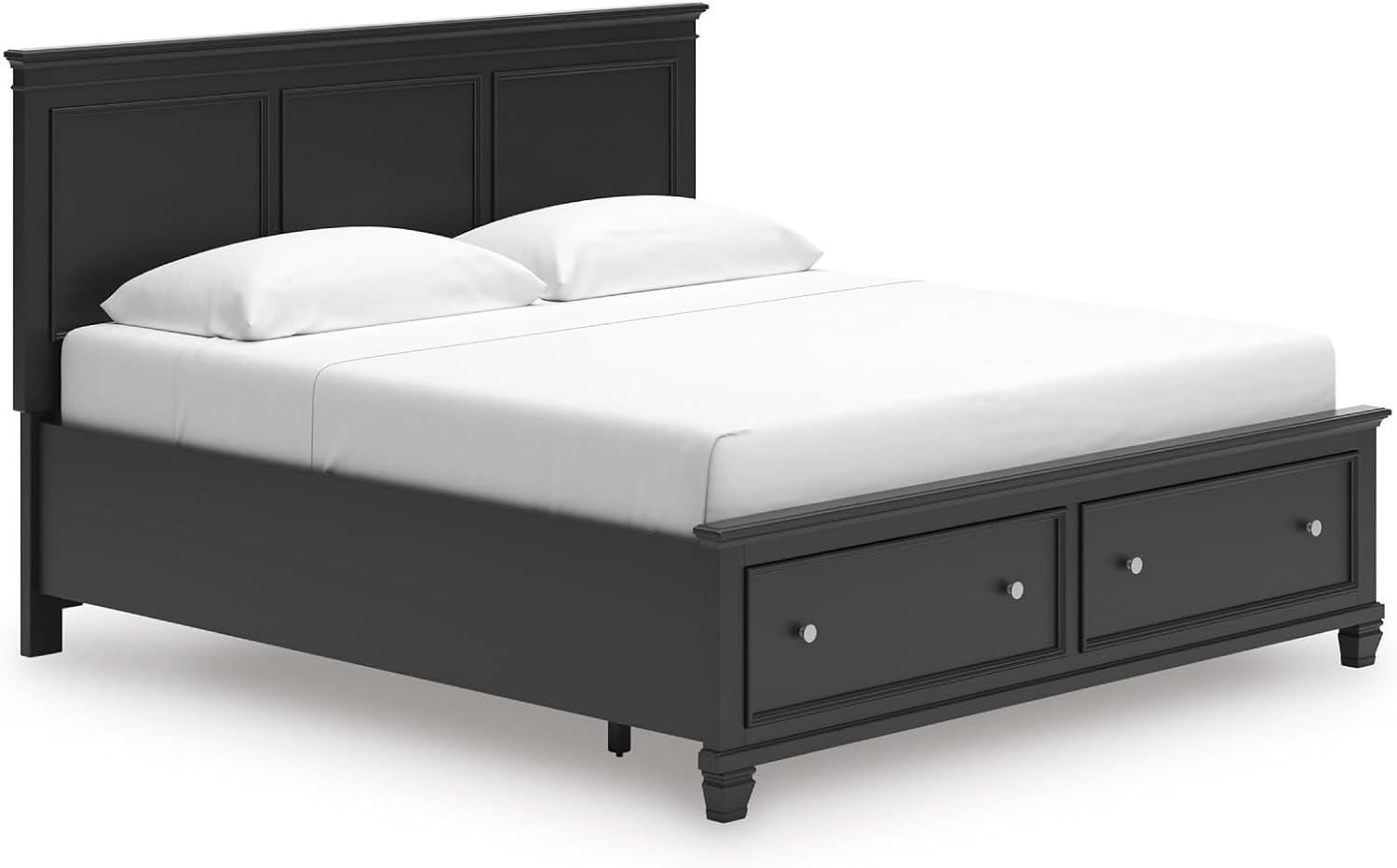 imageSignature Design by Ashley Lanolee Farmhouse Panel Storage Bed Foundation or Box Spring Not Needed Queen BlackBlack