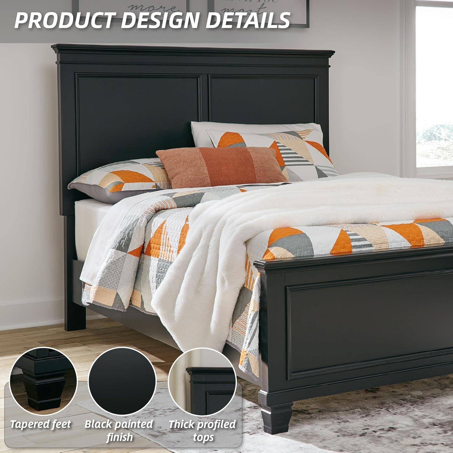 imageSignature Design by Ashley Lanolee Farmhouse Panel Storage Bed Foundation or Box Spring Not Needed Queen BlackBlack