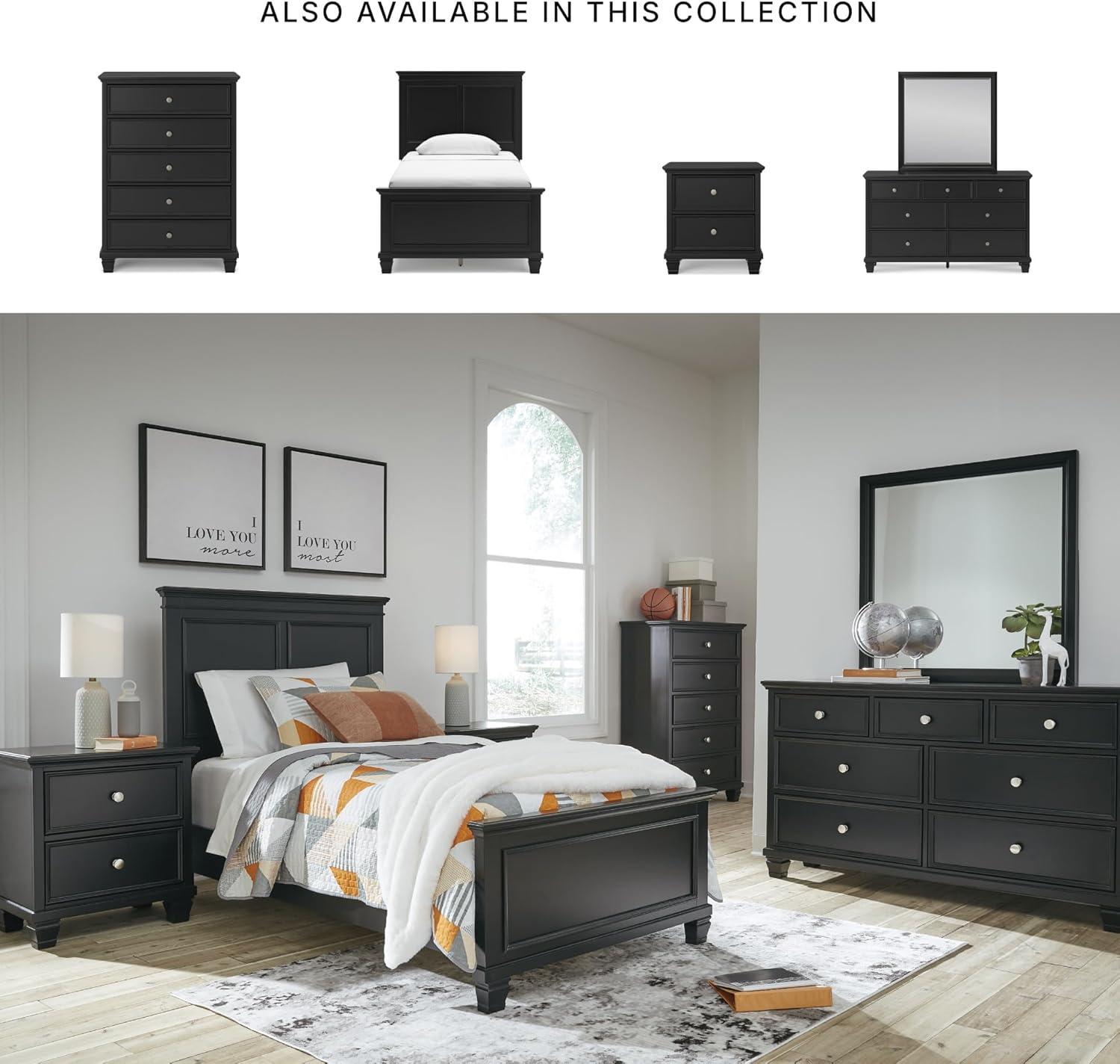 imageSignature Design by Ashley Lanolee Farmhouse Panel Storage Bed Foundation or Box Spring Not Needed Queen BlackBlack