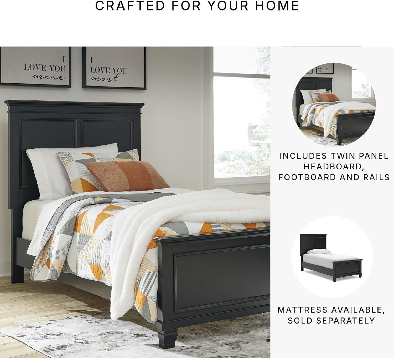 imageSignature Design by Ashley Lanolee Farmhouse Panel Storage Bed Foundation or Box Spring Not Needed Queen BlackBlack