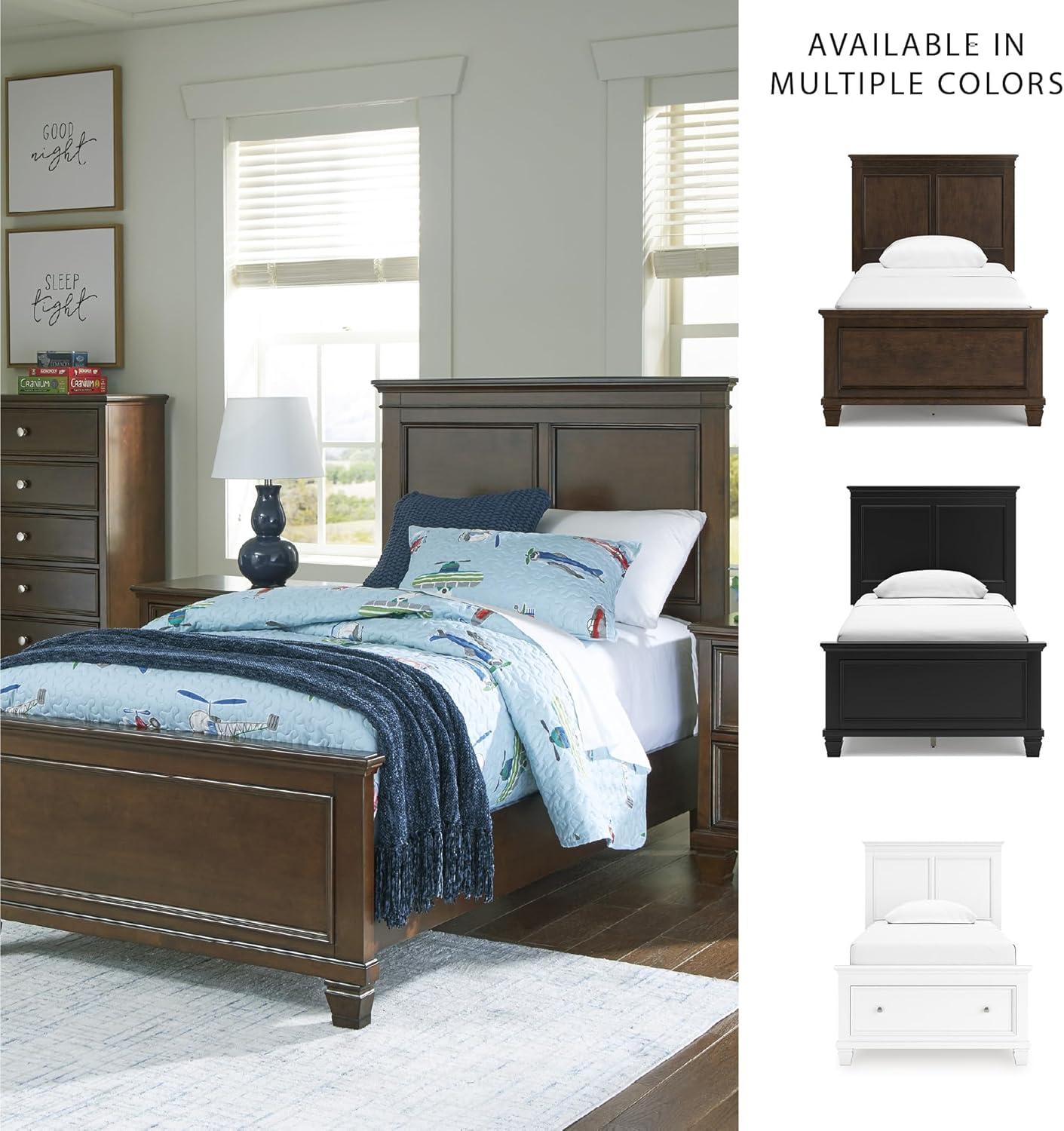imageSignature Design by Ashley Lanolee Farmhouse Panel Storage Bed Foundation or Box Spring Not Needed Queen BlackBrown