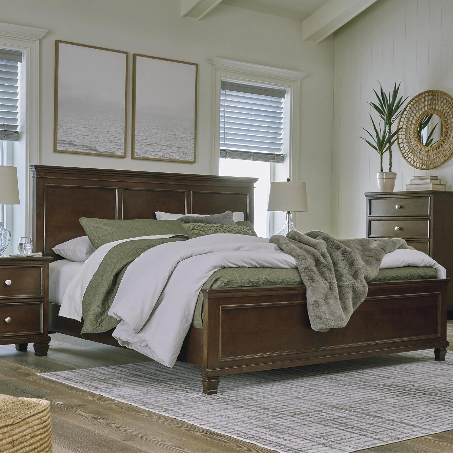 imageSignature Design by Ashley Lanolee Farmhouse Panel Storage Bed Foundation or Box Spring Not Needed Queen BlackBrown