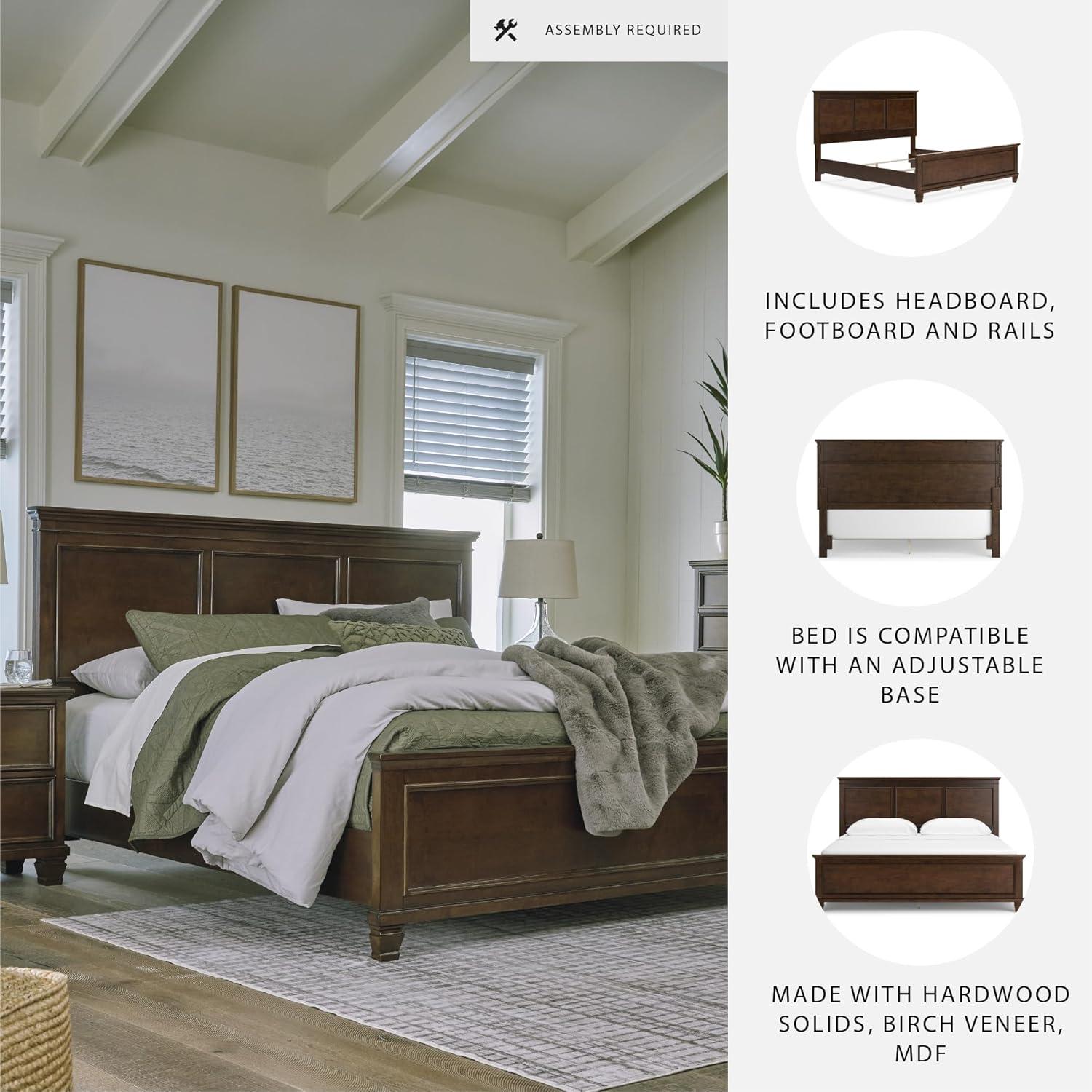 imageSignature Design by Ashley Lanolee Farmhouse Panel Storage Bed Foundation or Box Spring Not Needed Queen BlackBrown