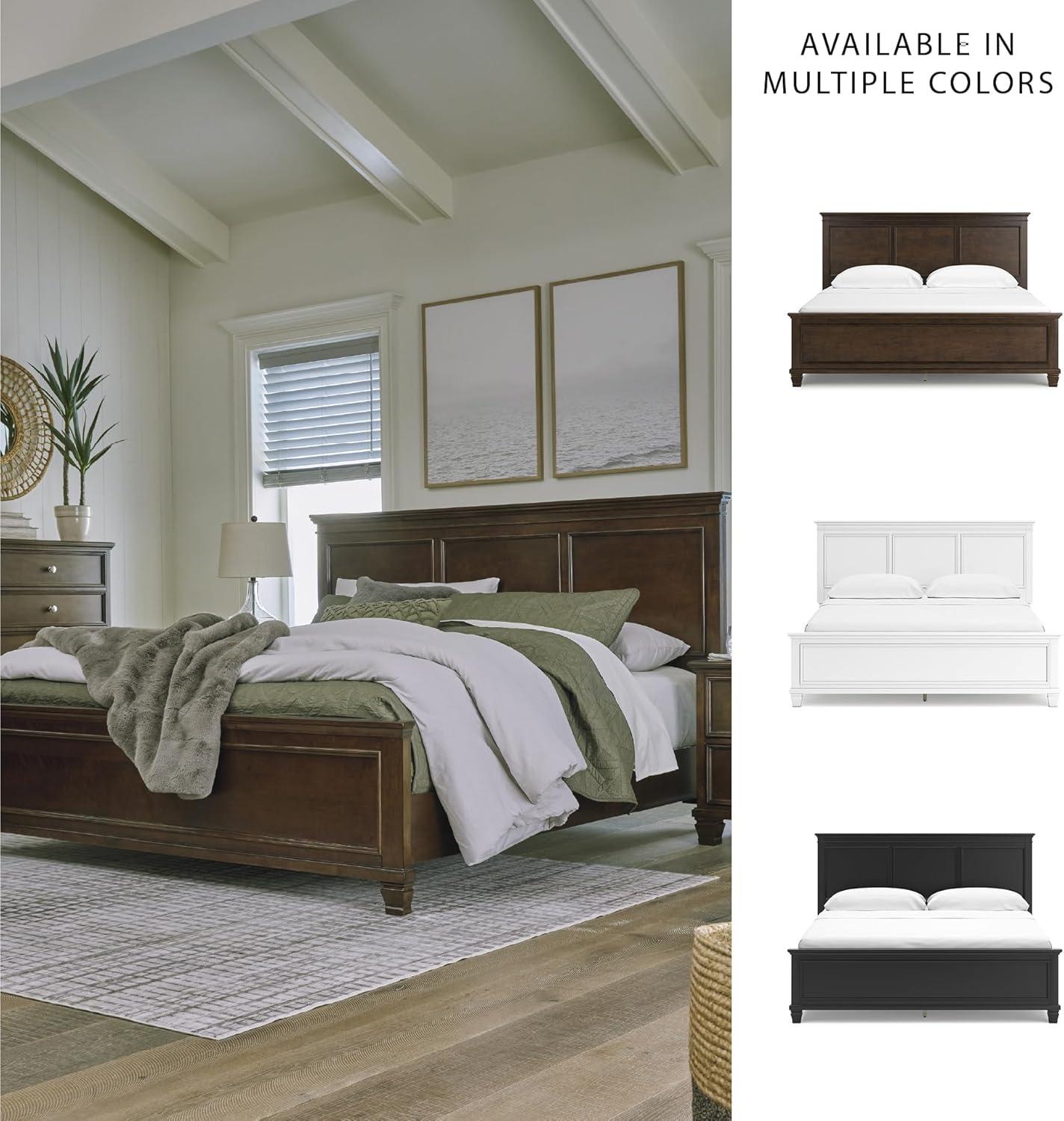 imageSignature Design by Ashley Lanolee Farmhouse Panel Storage Bed Foundation or Box Spring Not Needed Queen BlackBrown