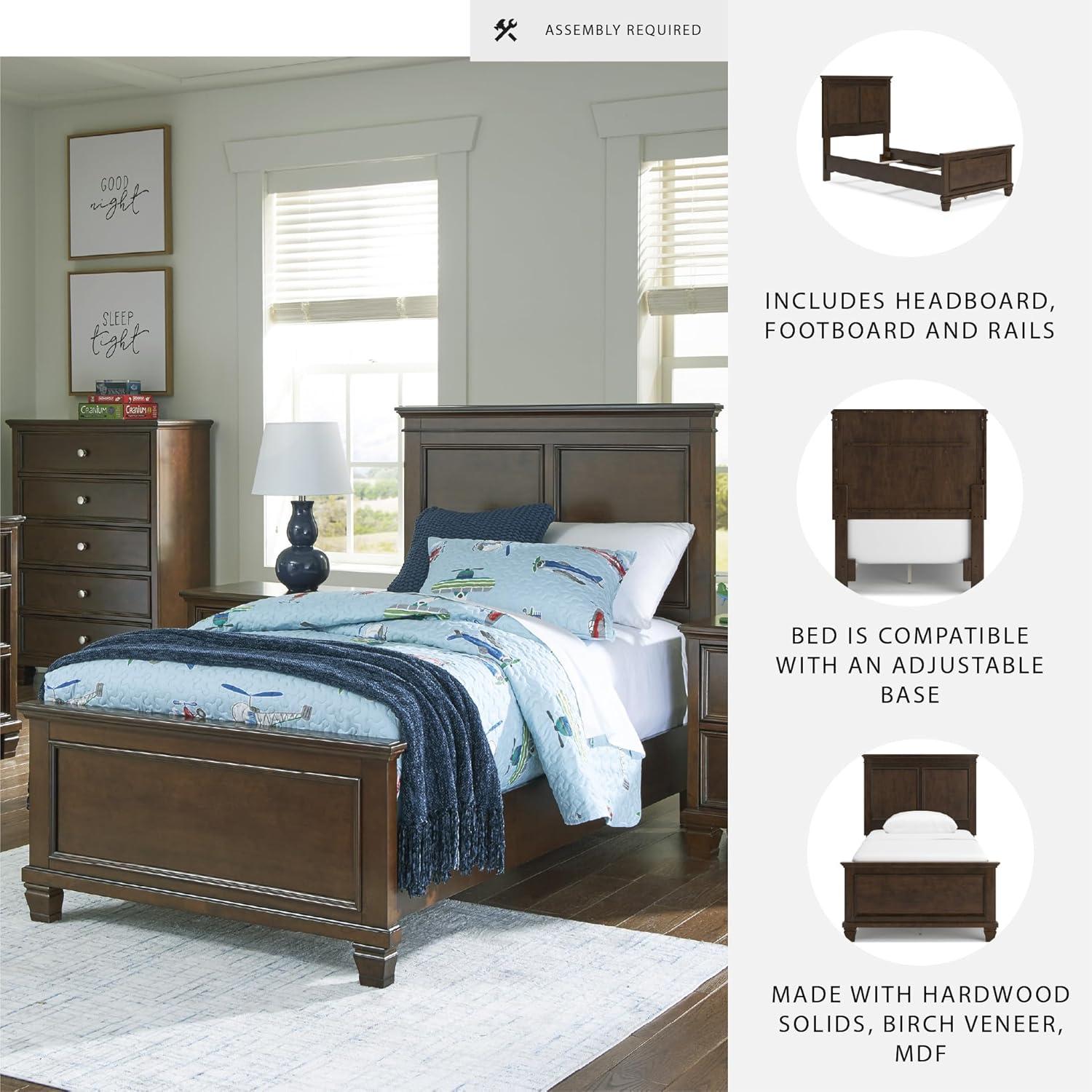 imageSignature Design by Ashley Lanolee Farmhouse Panel Storage Bed Foundation or Box Spring Not Needed Queen BlackBrown