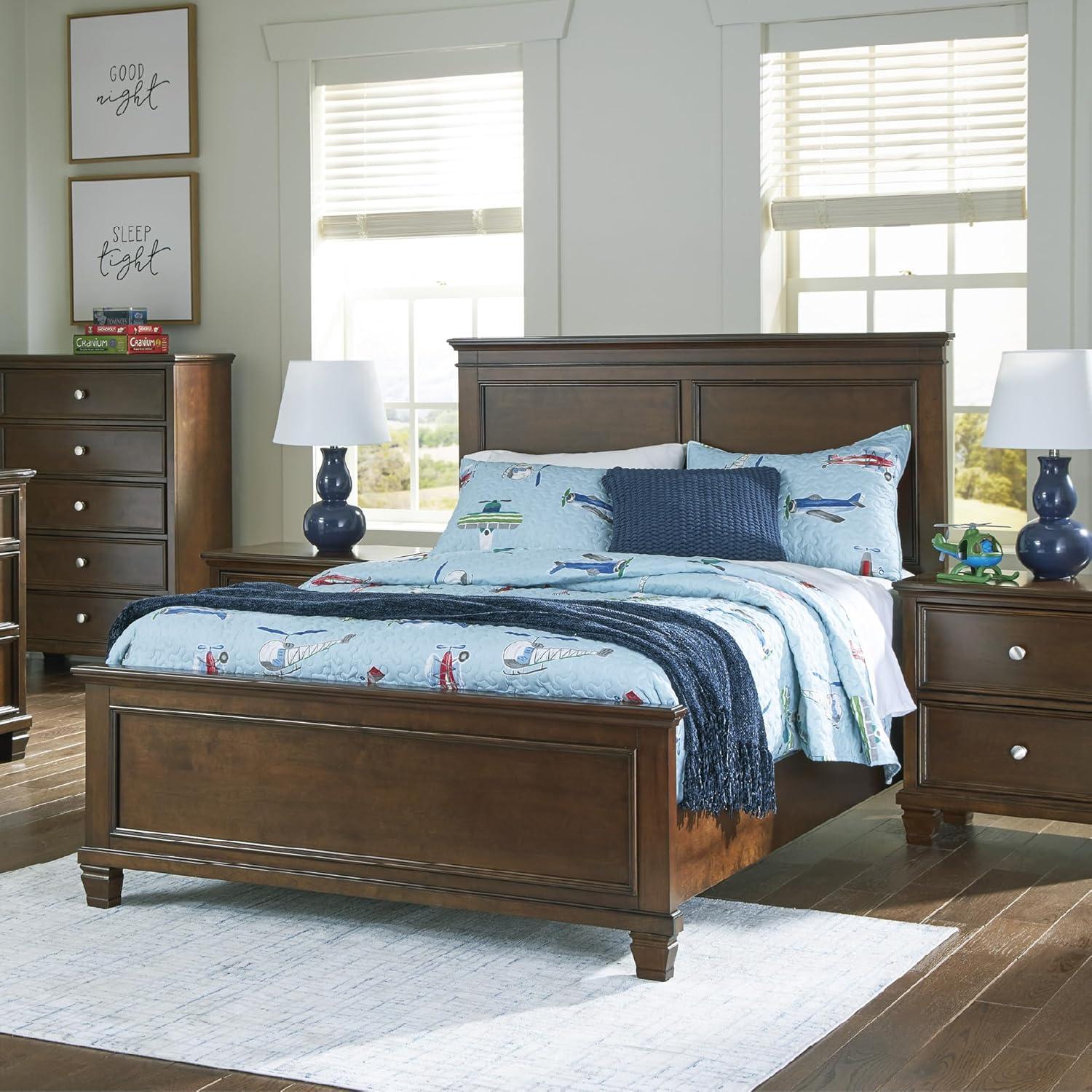 imageSignature Design by Ashley Lanolee Farmhouse Panel Storage Bed Foundation or Box Spring Not Needed Queen BlackBrown