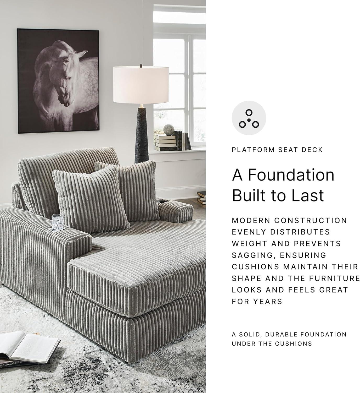 imageSignature Design by Ashley Lindyn Casual Anti Sag 3Piece Sectional with Double Chaise Reversible Cushions and 5 Accent Pillows GrayGrey