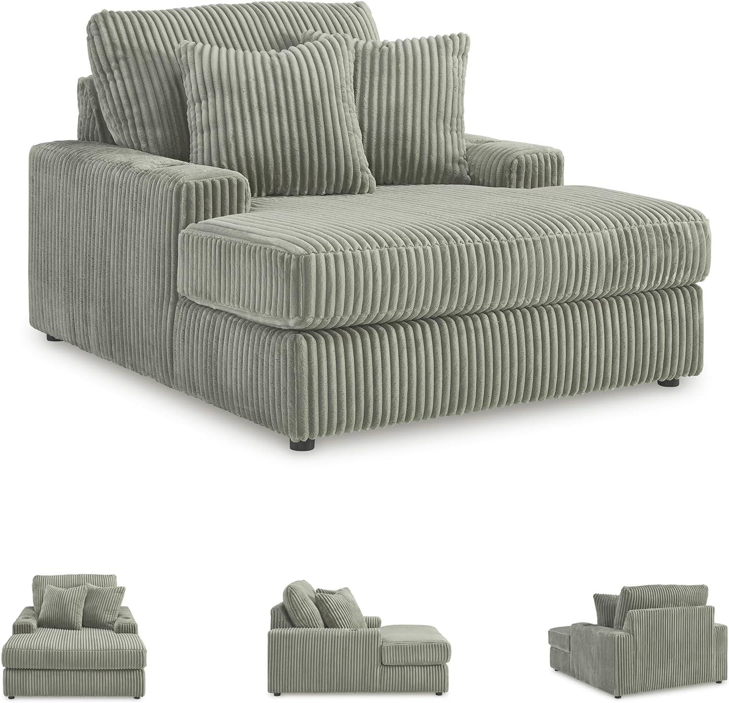 imageSignature Design by Ashley Lindyn Casual Anti Sag 3Piece Sectional with Double Chaise Reversible Cushions and 5 Accent Pillows GrayGrey