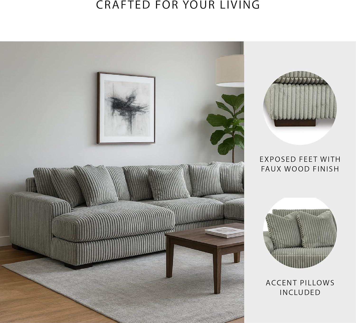 imageSignature Design by Ashley Lindyn Casual Anti Sag 3Piece Sectional with Double Chaise Reversible Cushions and 5 Accent Pillows GrayGrey