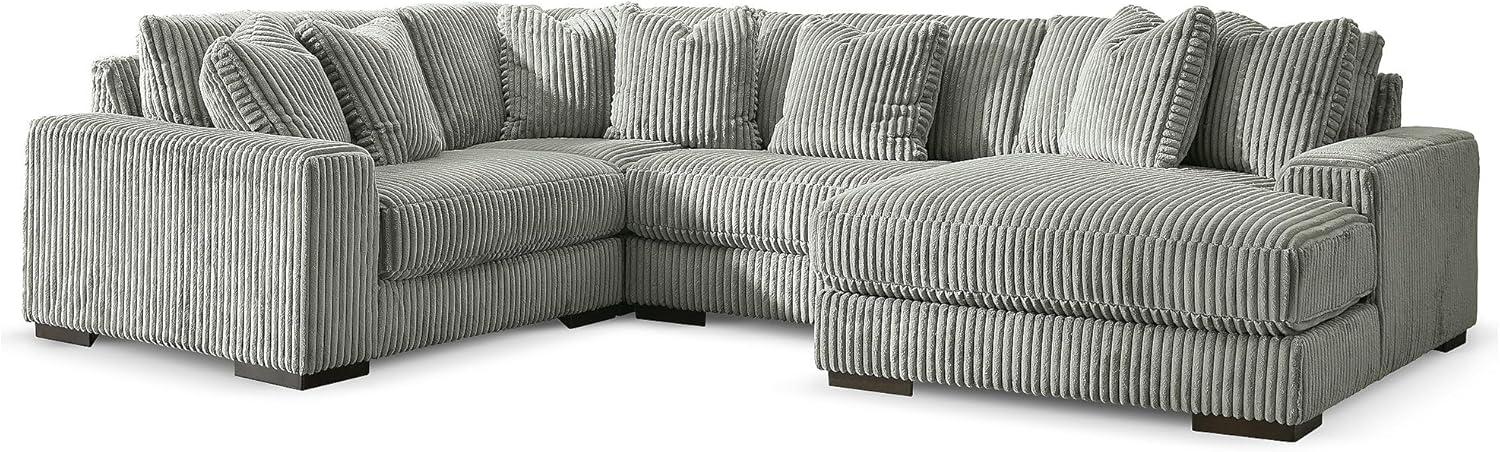 imageSignature Design by Ashley Lindyn Casual Anti Sag 3Piece Sectional with Double Chaise Reversible Cushions and 5 Accent Pillows GrayGrey