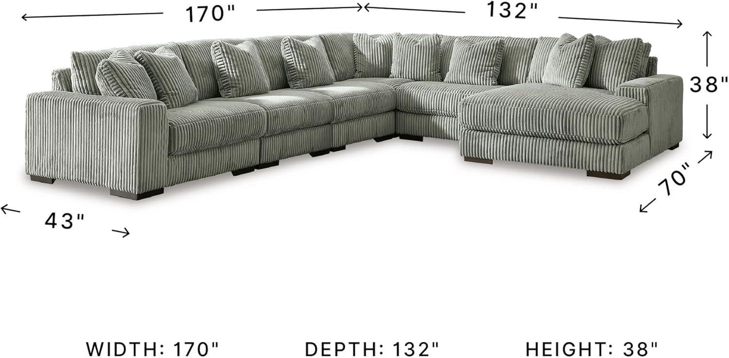 imageSignature Design by Ashley Lindyn Casual Anti Sag 3Piece Sectional with Double Chaise Reversible Cushions and 5 Accent Pillows GrayGrey
