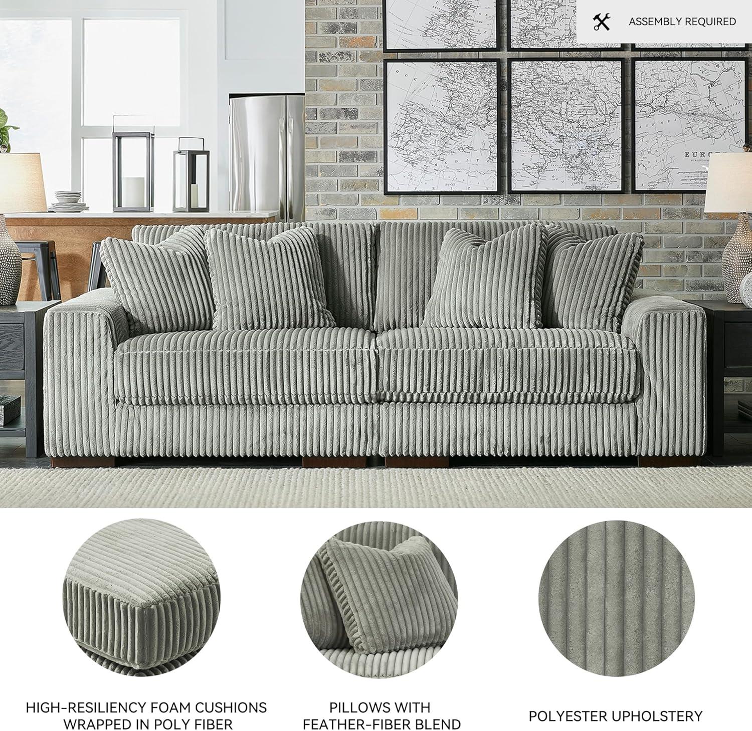 imageSignature Design by Ashley Lindyn Casual Anti Sag 3Piece Sectional with Double Chaise Reversible Cushions and 5 Accent Pillows GrayGrey