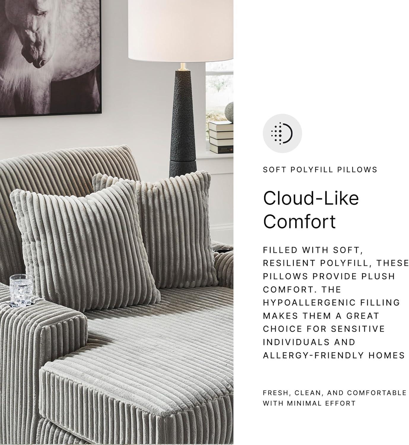 imageSignature Design by Ashley Lindyn Casual Anti Sag 3Piece Sectional with Double Chaise Reversible Cushions and 5 Accent Pillows GrayGrey