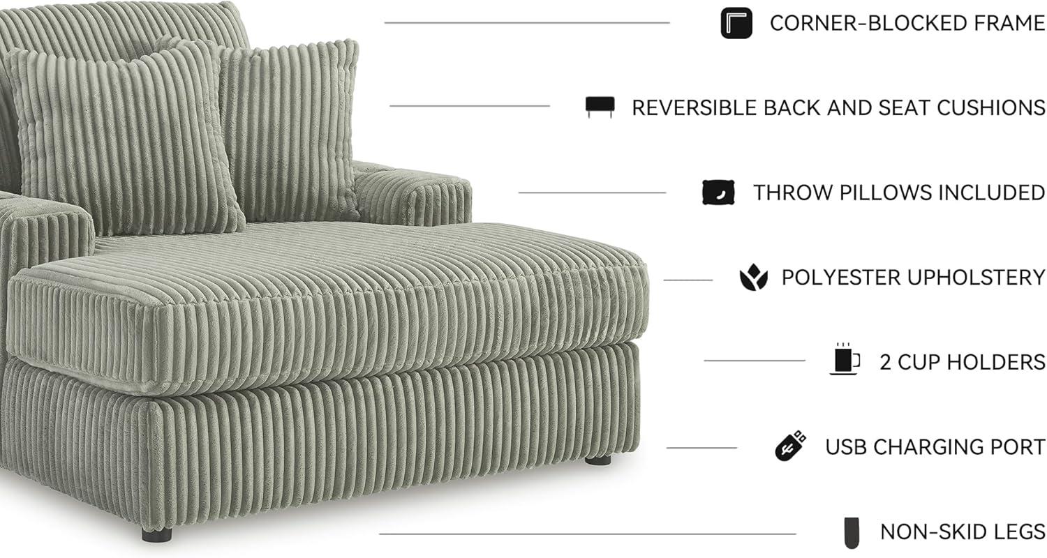 imageSignature Design by Ashley Lindyn Casual Anti Sag 3Piece Sectional with Double Chaise Reversible Cushions and 5 Accent Pillows GrayGrey