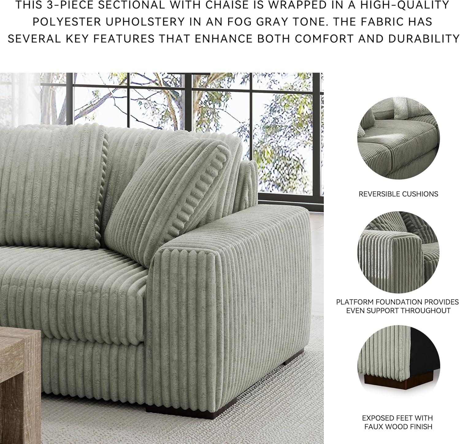 imageSignature Design by Ashley Lindyn Casual Anti Sag 3Piece Sectional with Double Chaise Reversible Cushions and 5 Accent Pillows GrayGrey