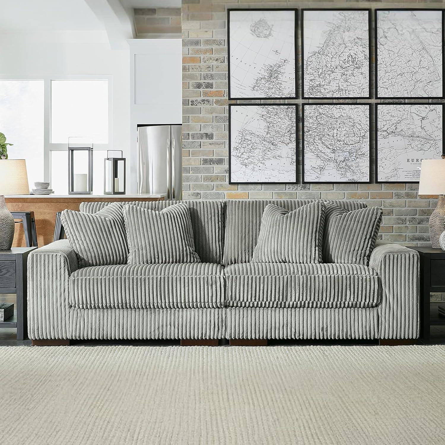imageSignature Design by Ashley Lindyn Casual Anti Sag 3Piece Sectional with Double Chaise Reversible Cushions and 5 Accent Pillows GrayGrey