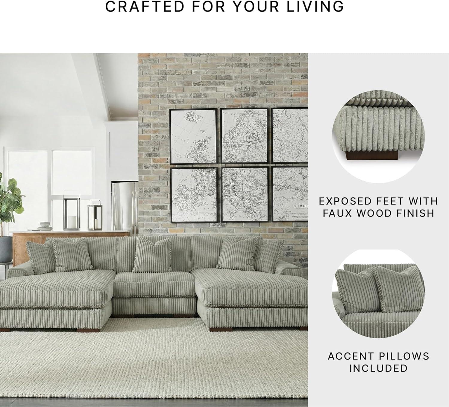 imageSignature Design by Ashley Lindyn Casual Anti Sag 3Piece Sectional with Double Chaise Reversible Cushions and 5 Accent Pillows GrayGrey