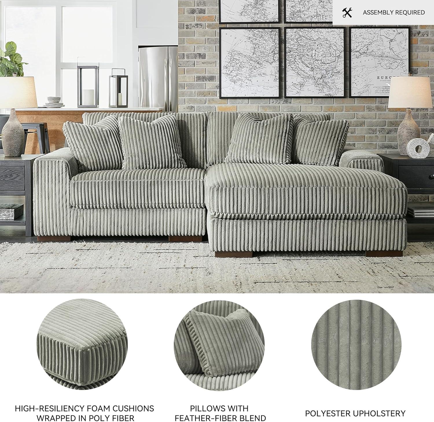 imageSignature Design by Ashley Lindyn Casual Anti Sag 3Piece Sectional with Double Chaise Reversible Cushions and 5 Accent Pillows GrayGrey
