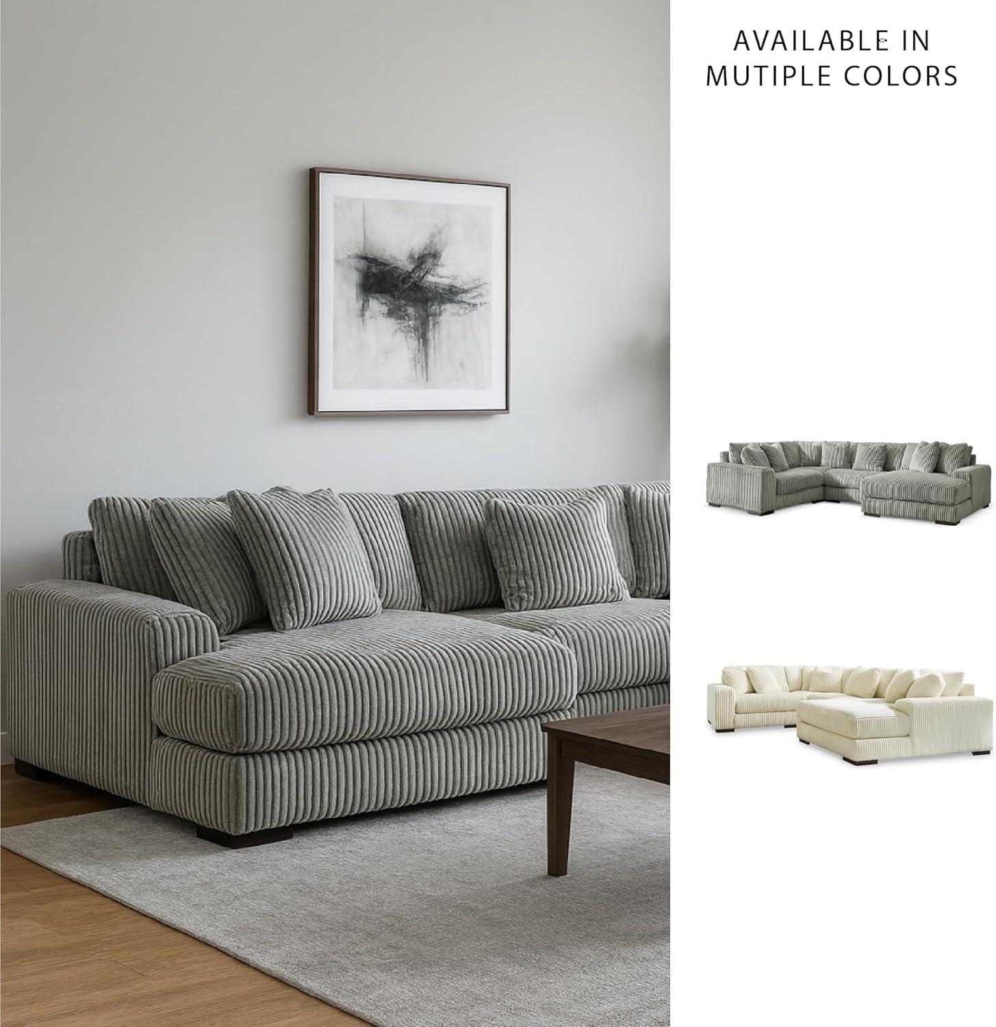 imageSignature Design by Ashley Lindyn Casual Anti Sag 3Piece Sectional with Double Chaise Reversible Cushions and 5 Accent Pillows GrayGrey