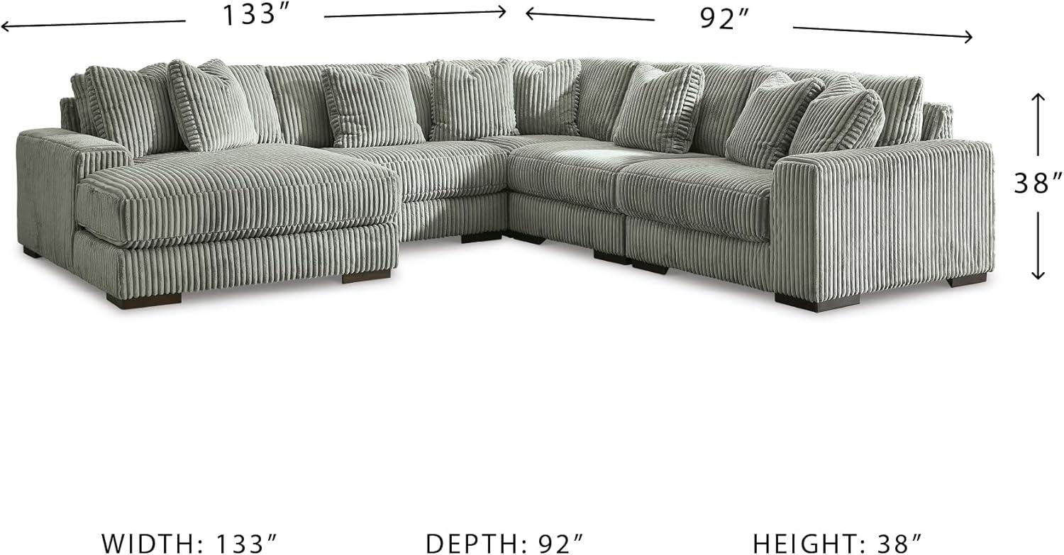 imageSignature Design by Ashley Lindyn Casual Anti Sag 3Piece Sectional with Double Chaise Reversible Cushions and 5 Accent Pillows GrayGrey