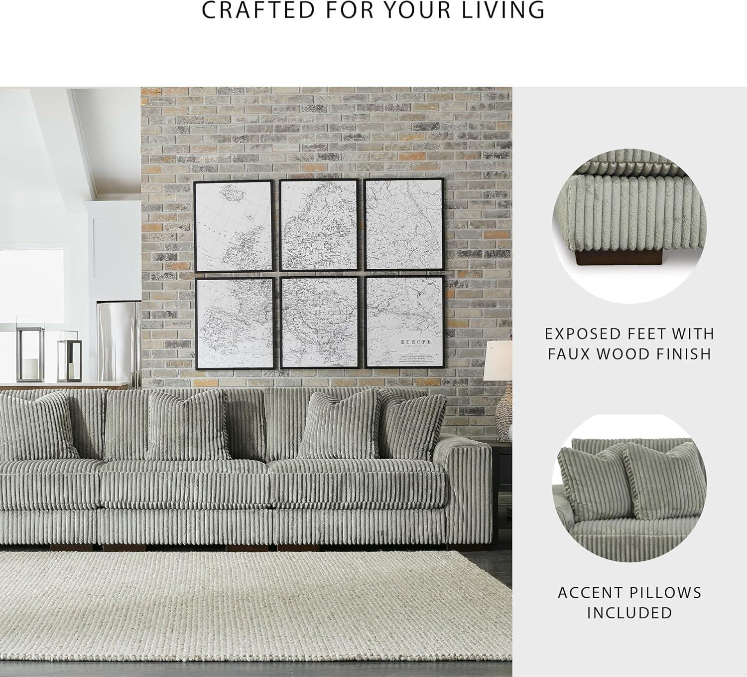 imageSignature Design by Ashley Lindyn Casual Anti Sag 3Piece Sectional with Double Chaise Reversible Cushions and 5 Accent Pillows GrayGrey
