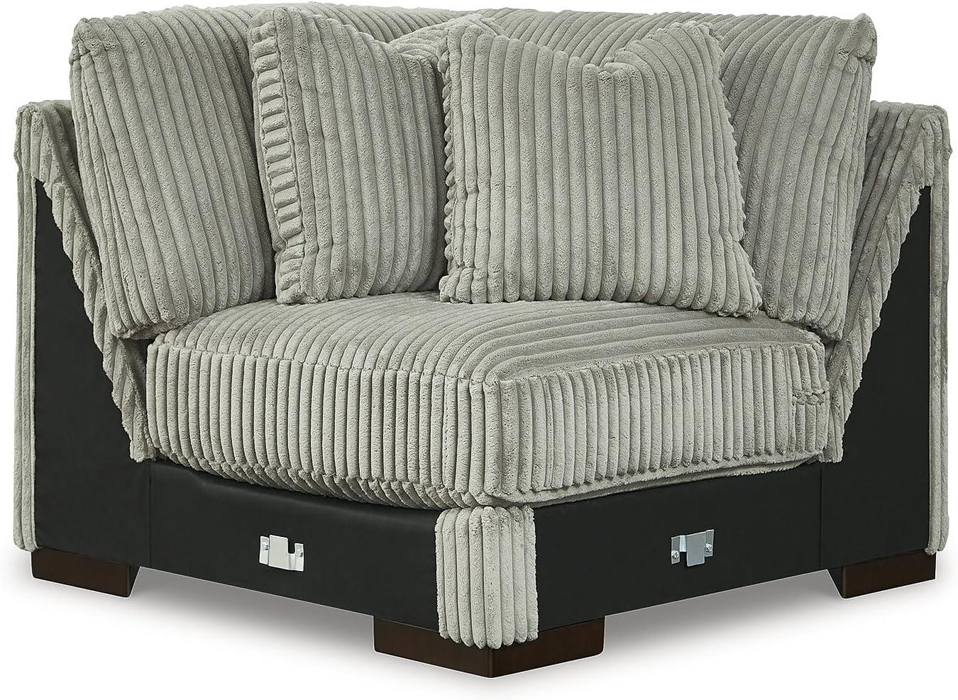 imageSignature Design by Ashley Lindyn Casual Anti Sag 3Piece Sectional with Double Chaise Reversible Cushions and 5 Accent Pillows GrayGrey