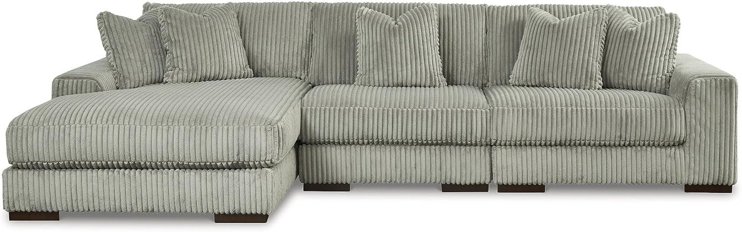imageSignature Design by Ashley Lindyn Casual Anti Sag 3Piece Sectional with Double Chaise Reversible Cushions and 5 Accent Pillows GrayGrey