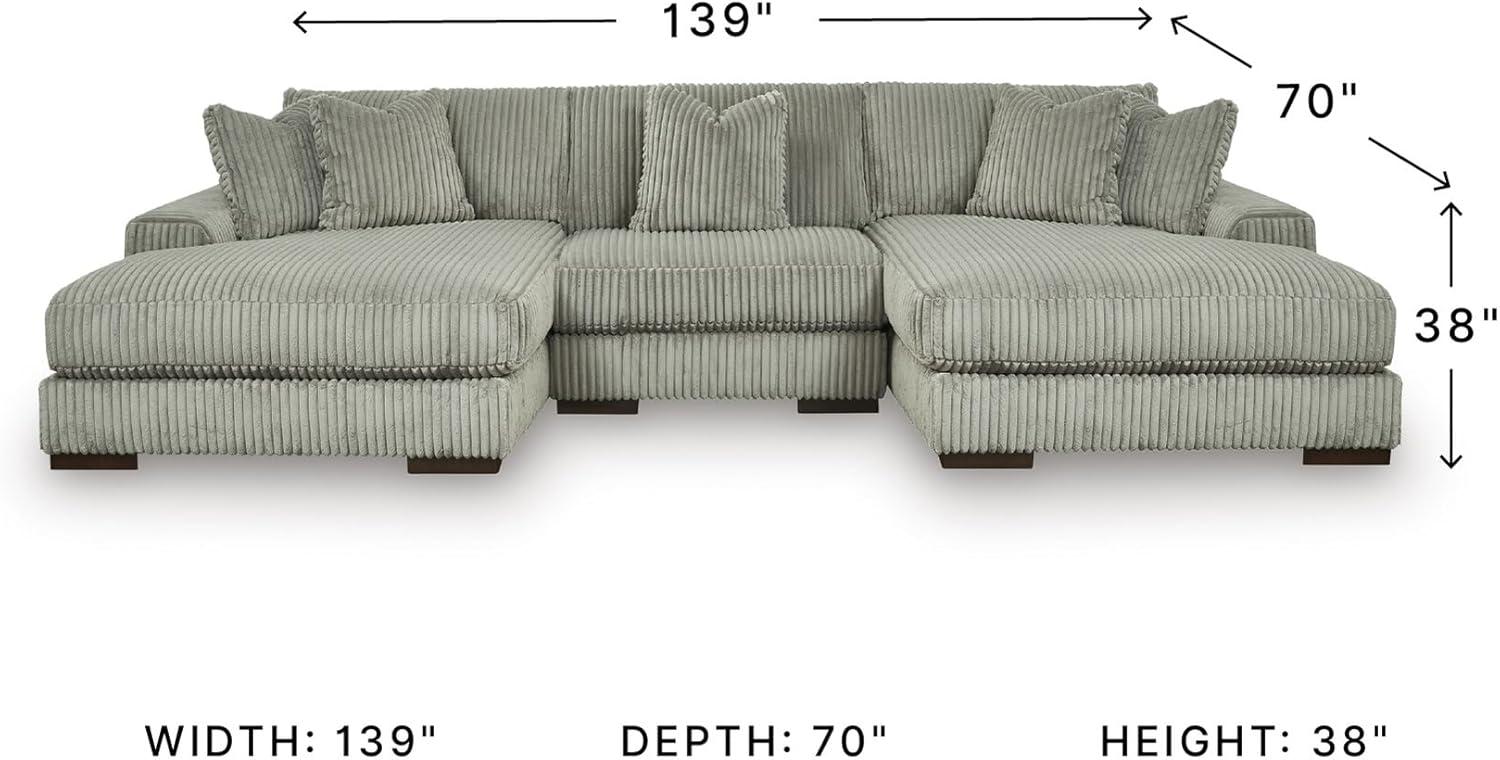 imageSignature Design by Ashley Lindyn Casual Anti Sag 3Piece Sectional with Double Chaise Reversible Cushions and 5 Accent Pillows GrayGrey